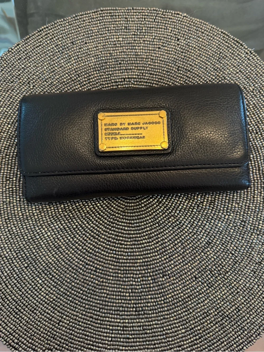 Marc by Marc Jacobs Standard Supply Black Leather Continental Wallet Gold